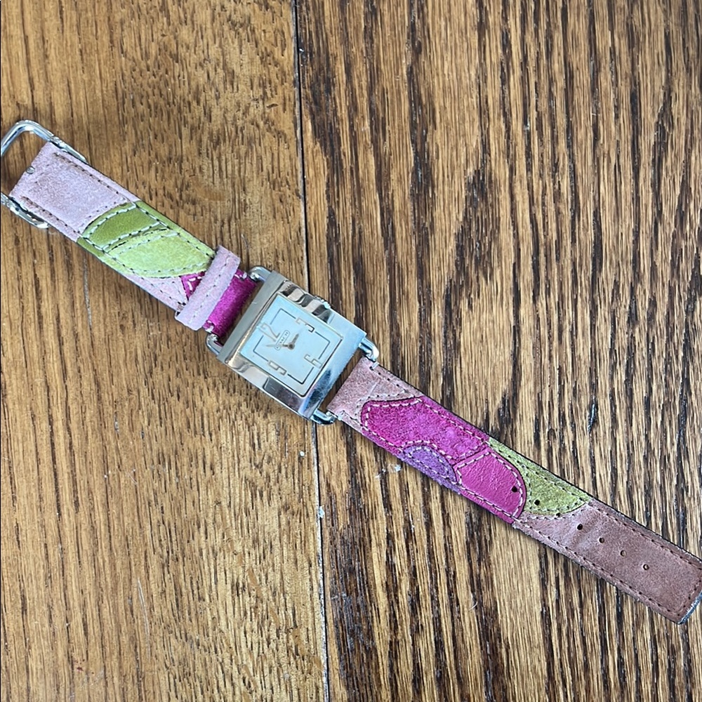 Vintage Coach Square Face Watch with Patchwork Strap